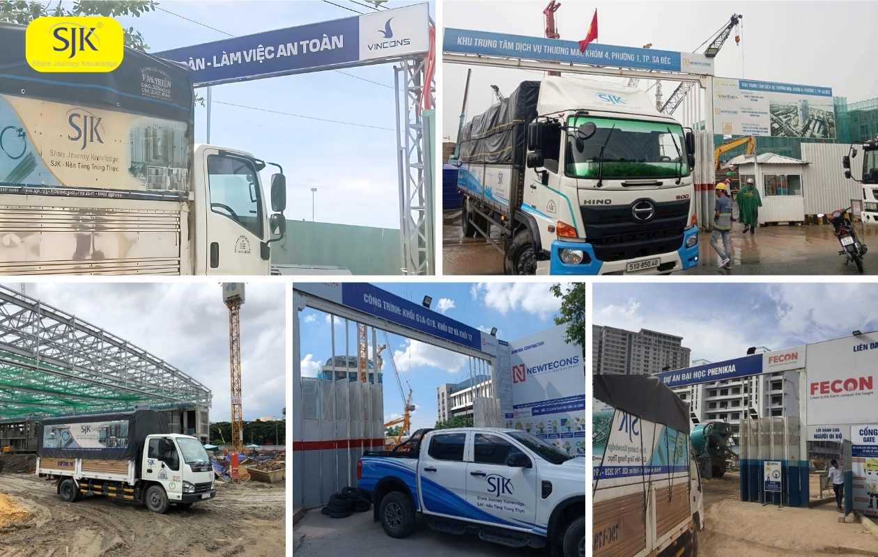 Hình ảnh: Giao hàng tại công trình của Vật Tư SJK